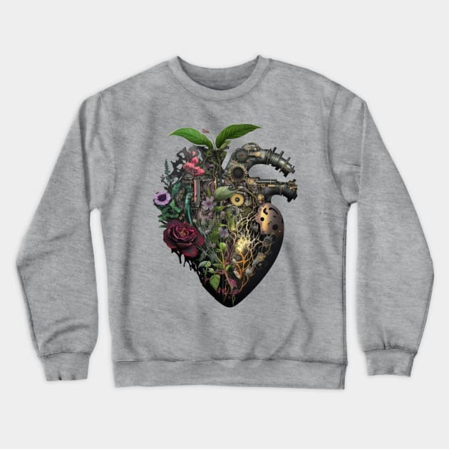 cyberpunk heart bursting with life Crewneck Sweatshirt by Deedy Studio